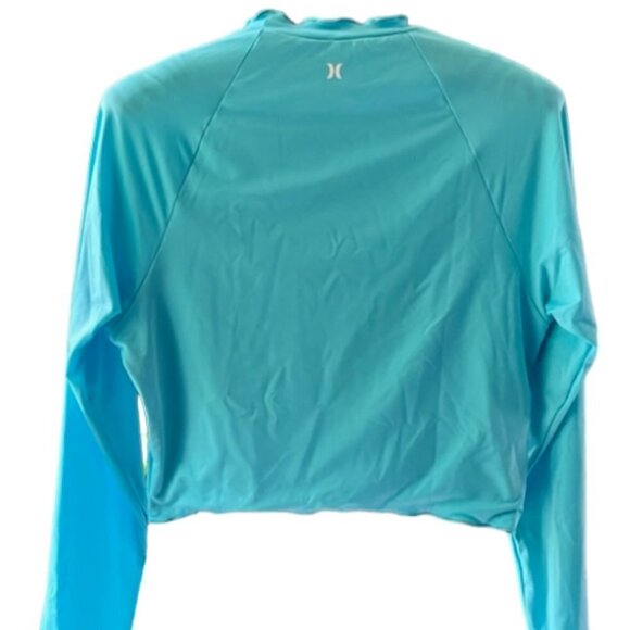 LoveShackFancy x Hurley Rhinestone heart Rashguard Top Turquoise Waves XL NWT - Picture 10 of 16